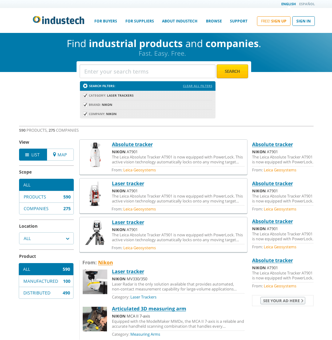 Industech - Search Results Filters